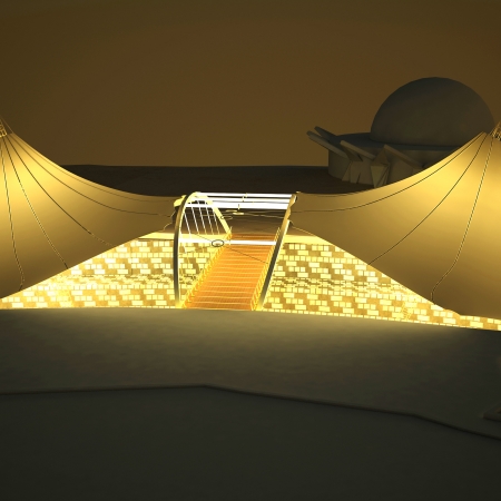 طراحی نورپردازی استراکچر چادری پارک آب و آتش